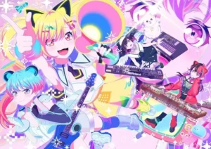 BanG Dream! Yume∞mita TV Anime Slated for 2026! 5 Colorful promotional visual for BanG Dream! Yume Mita anime, showing four energetic band girls with instruments in a vibrant, neon-inspired background.