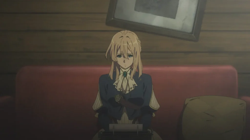 Ranking of Masterpiece Anime That Will Go Down in History 1 violet evergarden mc sitting